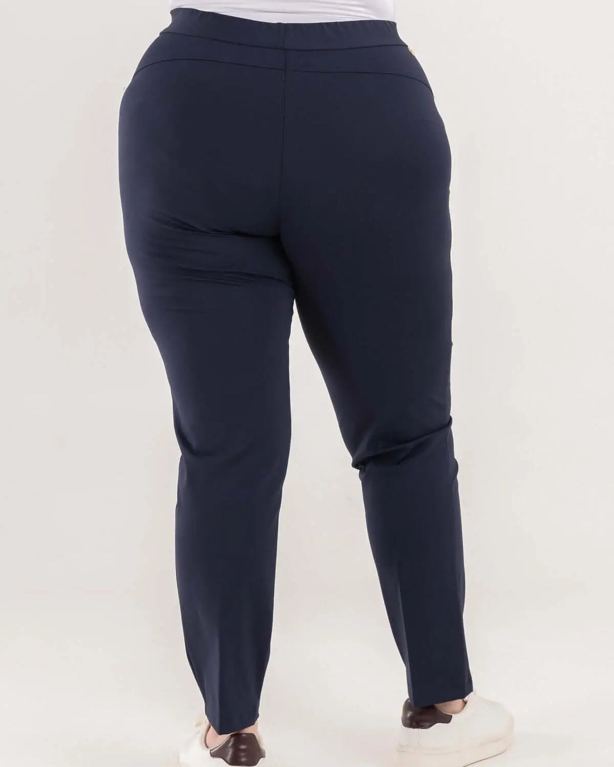 Pantalone skinny in twill di misto cotone elasticizzato tinta unita con tasche. BLU DORABELLA PIU'