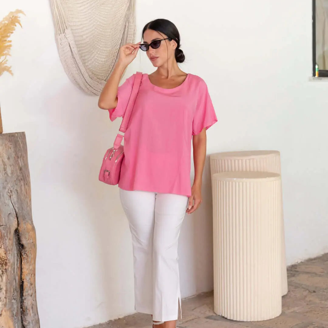 Pantalone skinny zampetta in twill di misto viscosa elasticizzata tinta unita. BIANCO DORABELLA