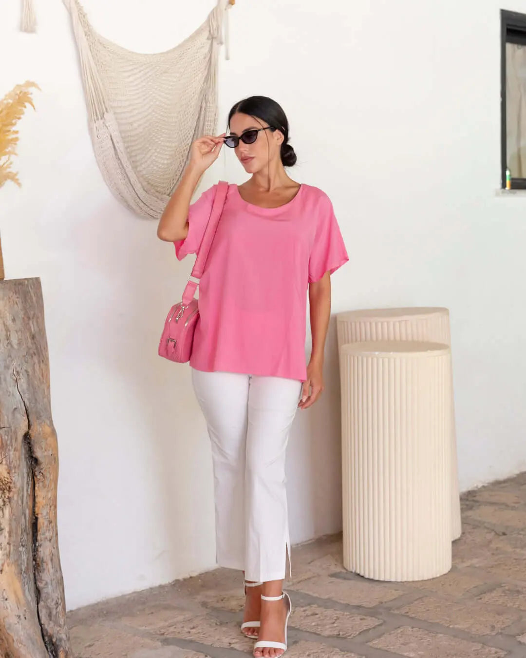 Pantalone skinny zampetta in twill di misto viscosa elasticizzata tinta unita. BIANCO DORABELLA