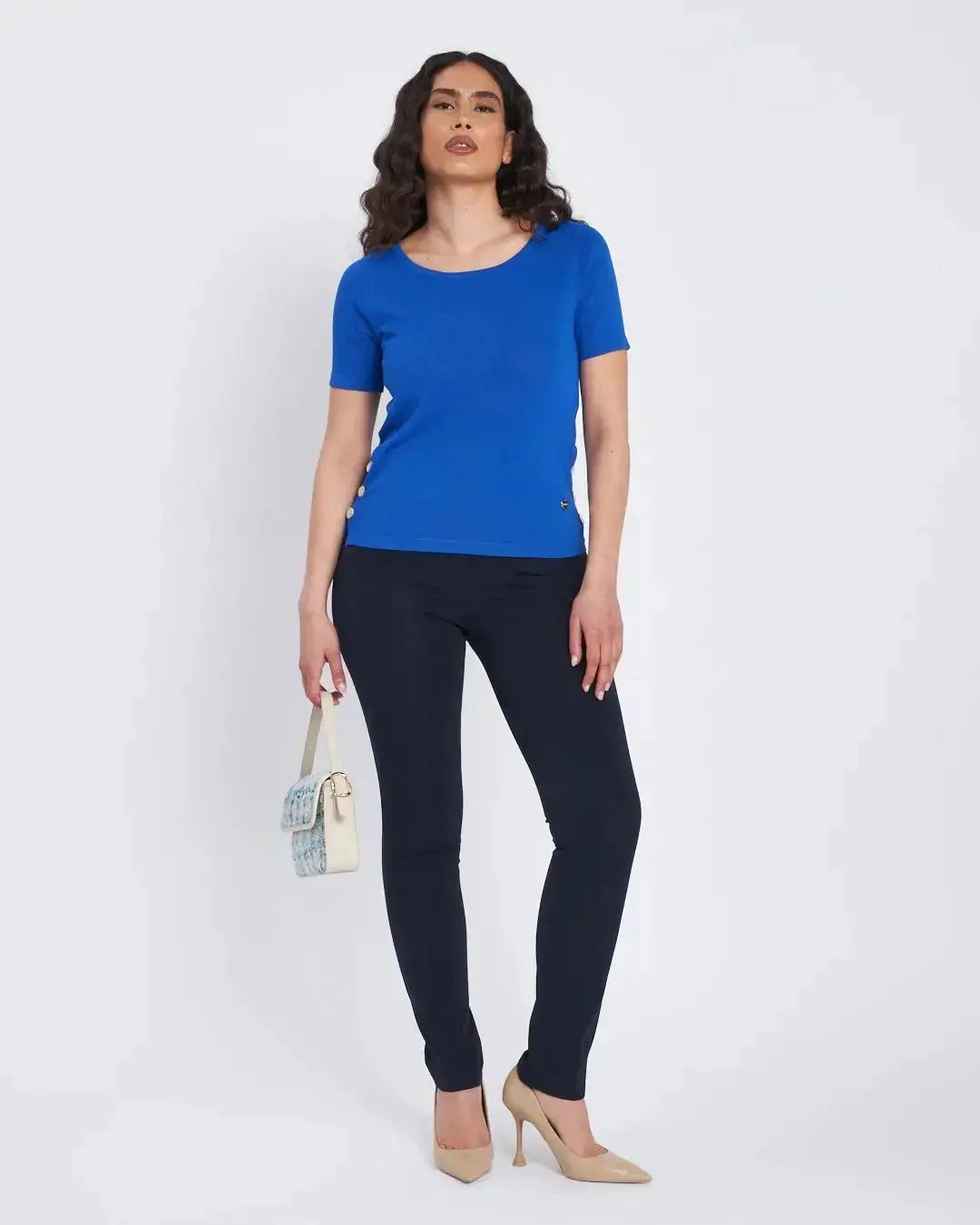 Pantalone slim con taglio push-up e bottoni BLU DORABELLA
