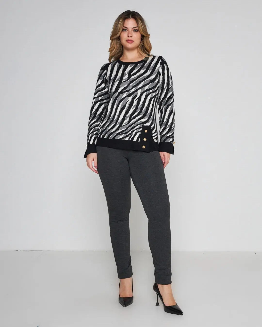 Pantalone slim viscosa con carré posteriore ANTRACITE DORABELLA