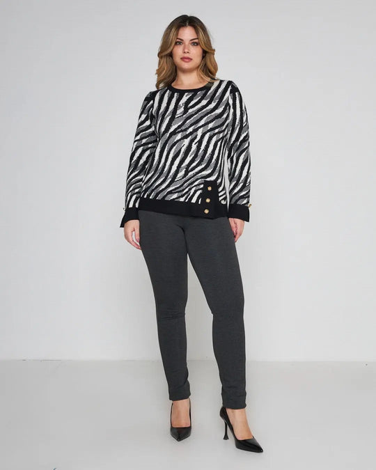 Pantalone slim viscosa con carré posteriore ANTRACITE DORABELLA