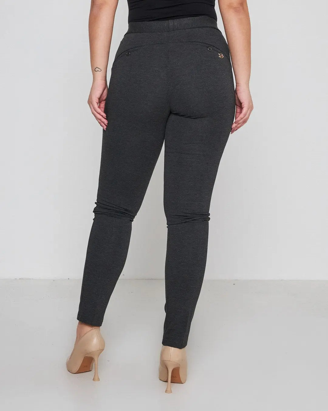 Pantalone slim viscosa con carré posteriore ANTRACITE DORABELLA