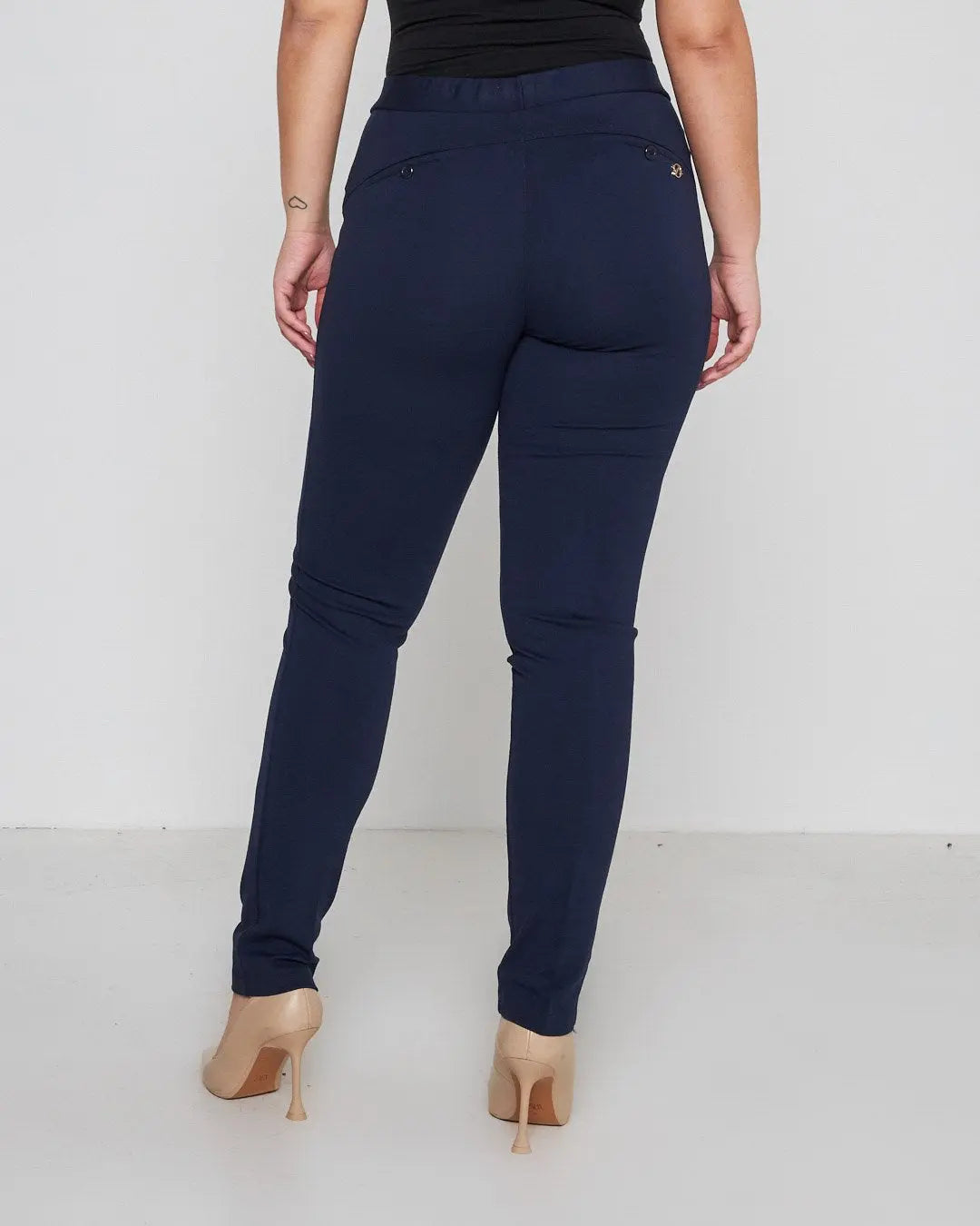 Pantalone slim viscosa con carré posteriore BLU DORABELLA
