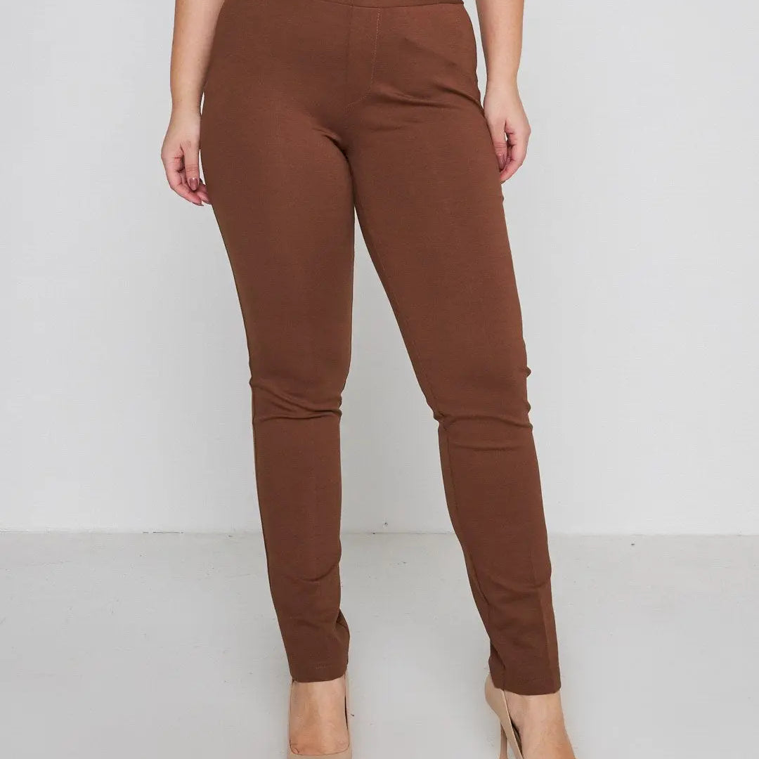 Pantalone slim viscosa con carré posteriore CACAO DORABELLA 54