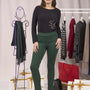 Pantalone slim viscosa con carré posteriore VERDE BOSCO DORABELLA 54