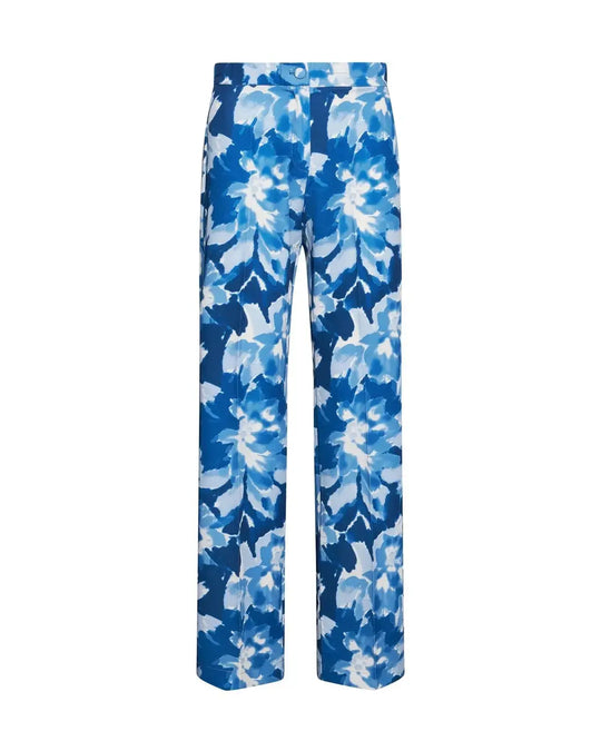Pantalone straigh fit in cady a fantasia BLU CHINA DORABELLA