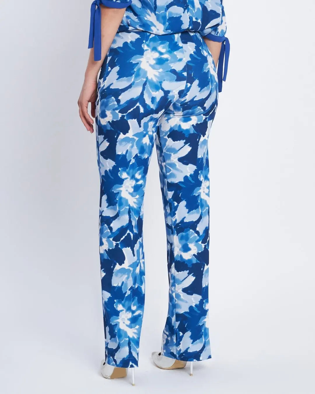 Pantalone straigh fit in cady a fantasia BLU CHINA DORABELLA