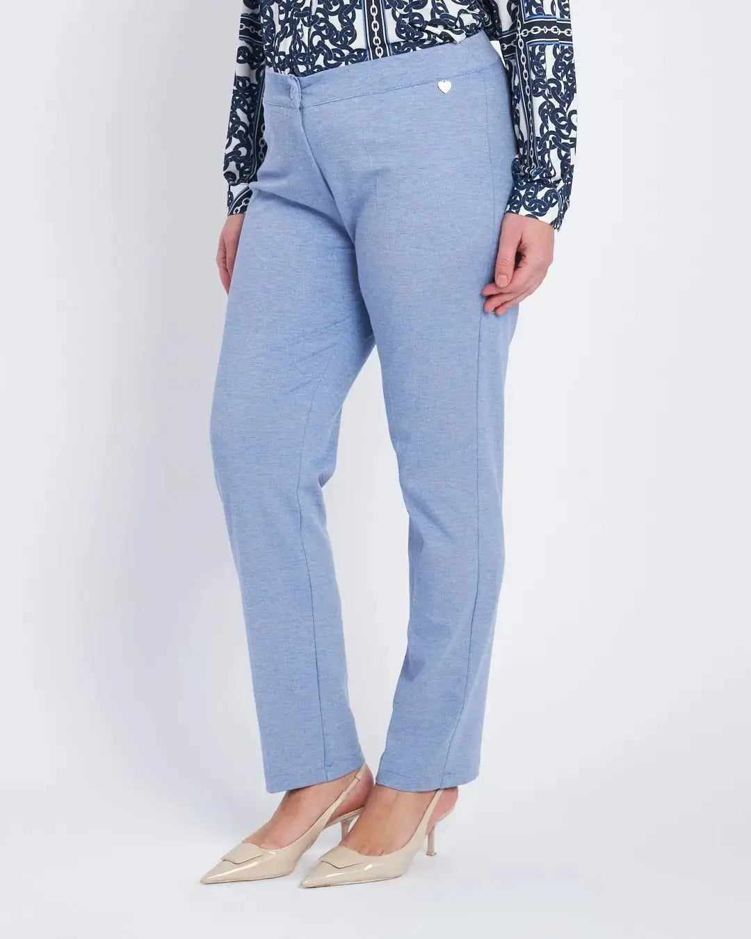 Pantalone wide leg con abbottonatura frontale DENIM DORABELLA PIU' 49