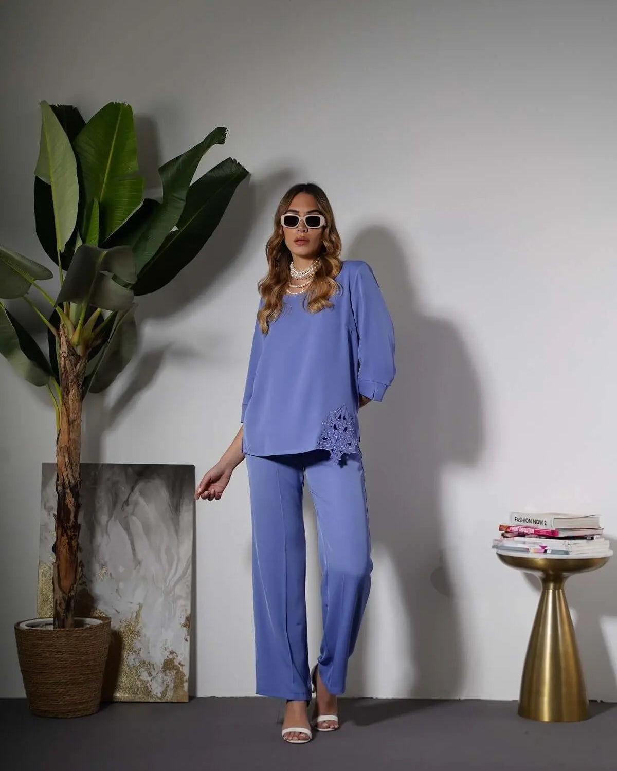 Pantalone zampetta in cady tinta unita con bustino elastico LAVANDA DORABELLA PIU'