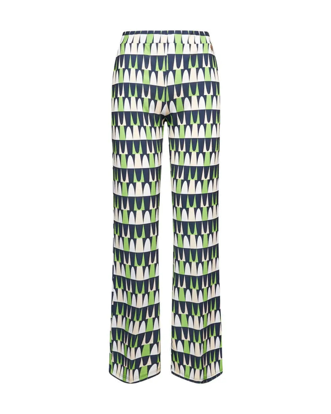 Pantalone zampetta in jersey elasticizzato con fantasia multicolore. MENTA DORABELLA