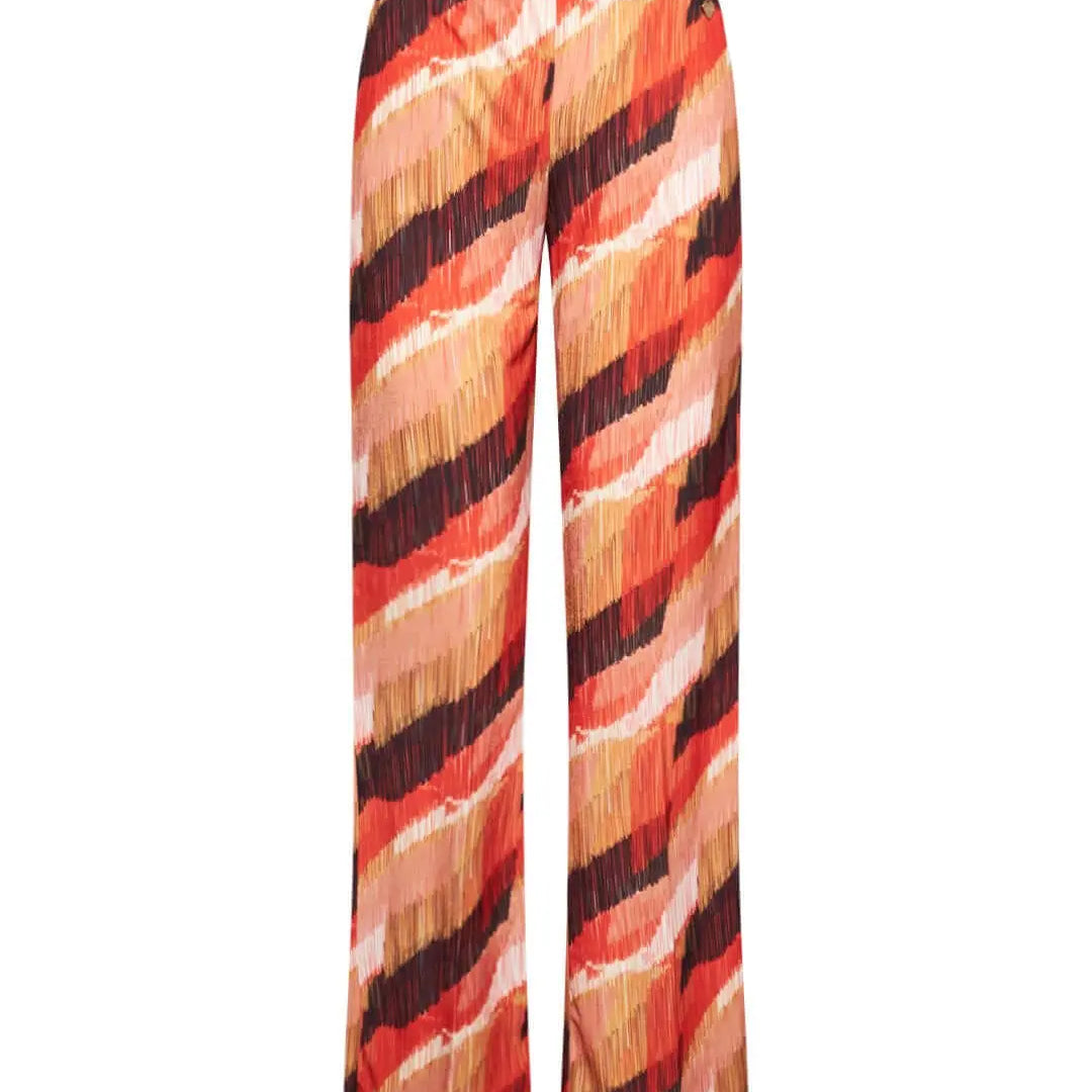 Pantalone zampetta in jersey elasticizzato con fantasia multicolore. ROSSO DORABELLA XXL