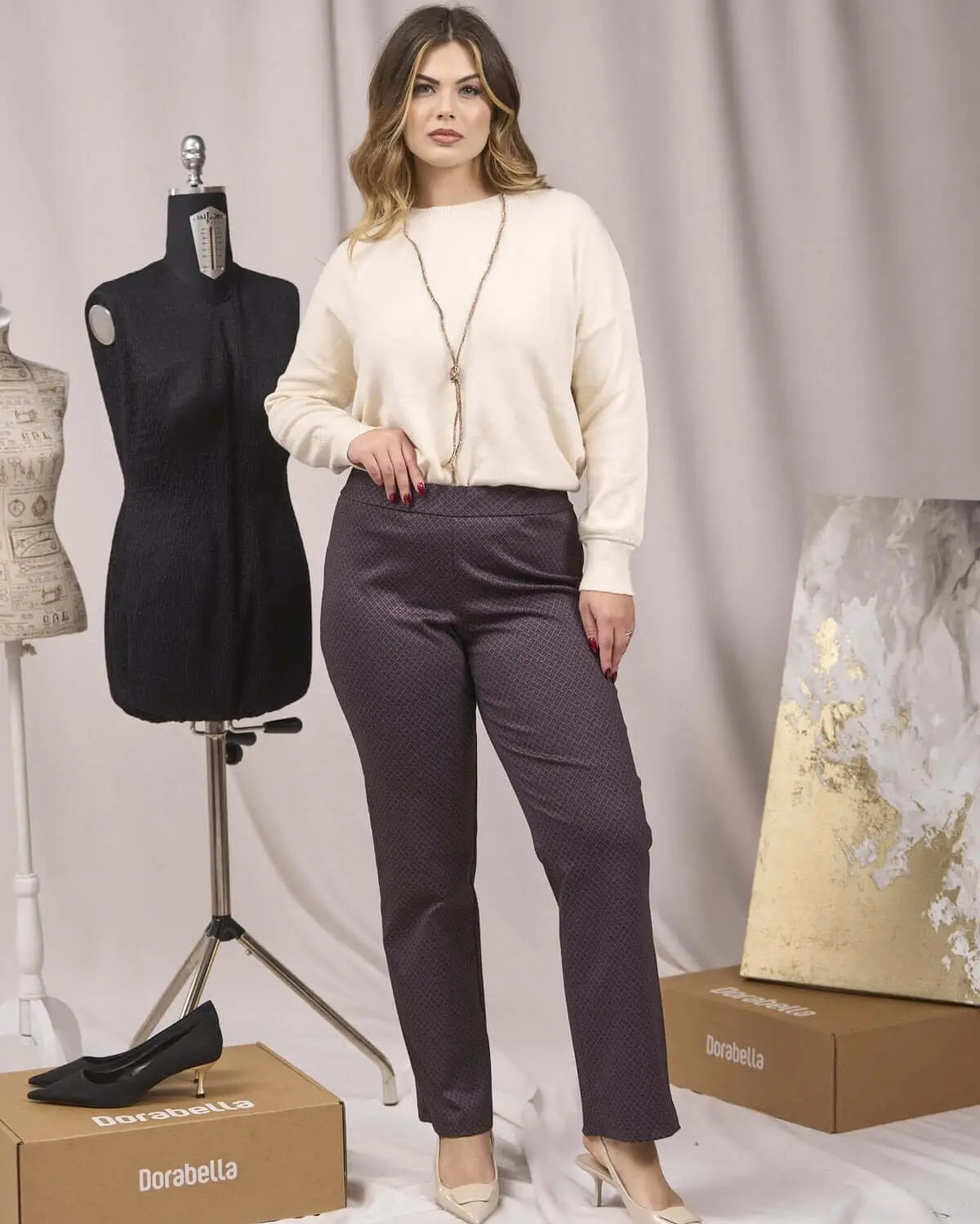 Pantaloni a fantasia con vita elastica BORDEAUX DORABELLA