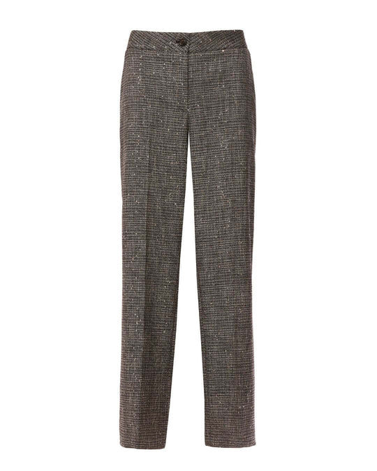 Pantaloni a gamba dritta in check ricamato ARGENTO DORABELLA
