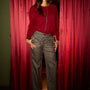 Pantaloni a gamba dritta in check ricamato ARGENTO DORABELLA
