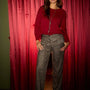 Pantaloni a gamba dritta in check ricamato ARGENTO DORABELLA