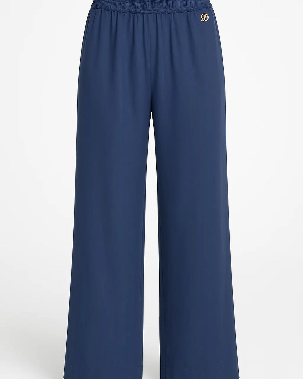 Pantaloni a palazzo con bustino elastico in tencel blu DORABELLA