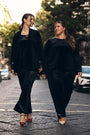 Pantaloni a palazzo in velluto stretch NERO DORABELLA PIU' 47