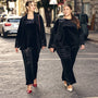 Pantaloni a palazzo in velluto stretch NERO DORABELLA PIU'
