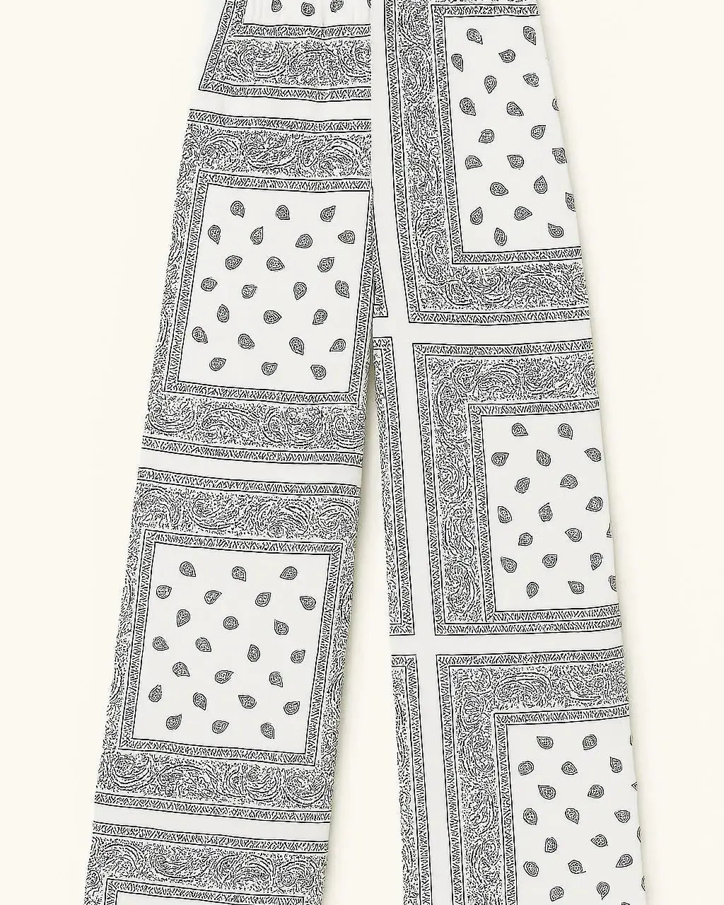 Pantaloni ampi con stampa bandana Unica by Dorabella Bianco-Taglia-Unica-Fino-alla-46