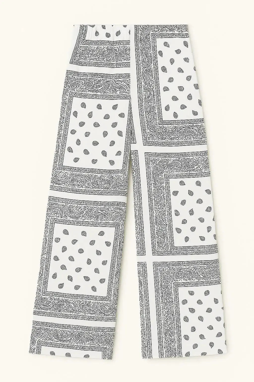 Pantaloni ampi con stampa bandana Unica by Dorabella Bianco-Taglia-Unica-Fino-alla-46