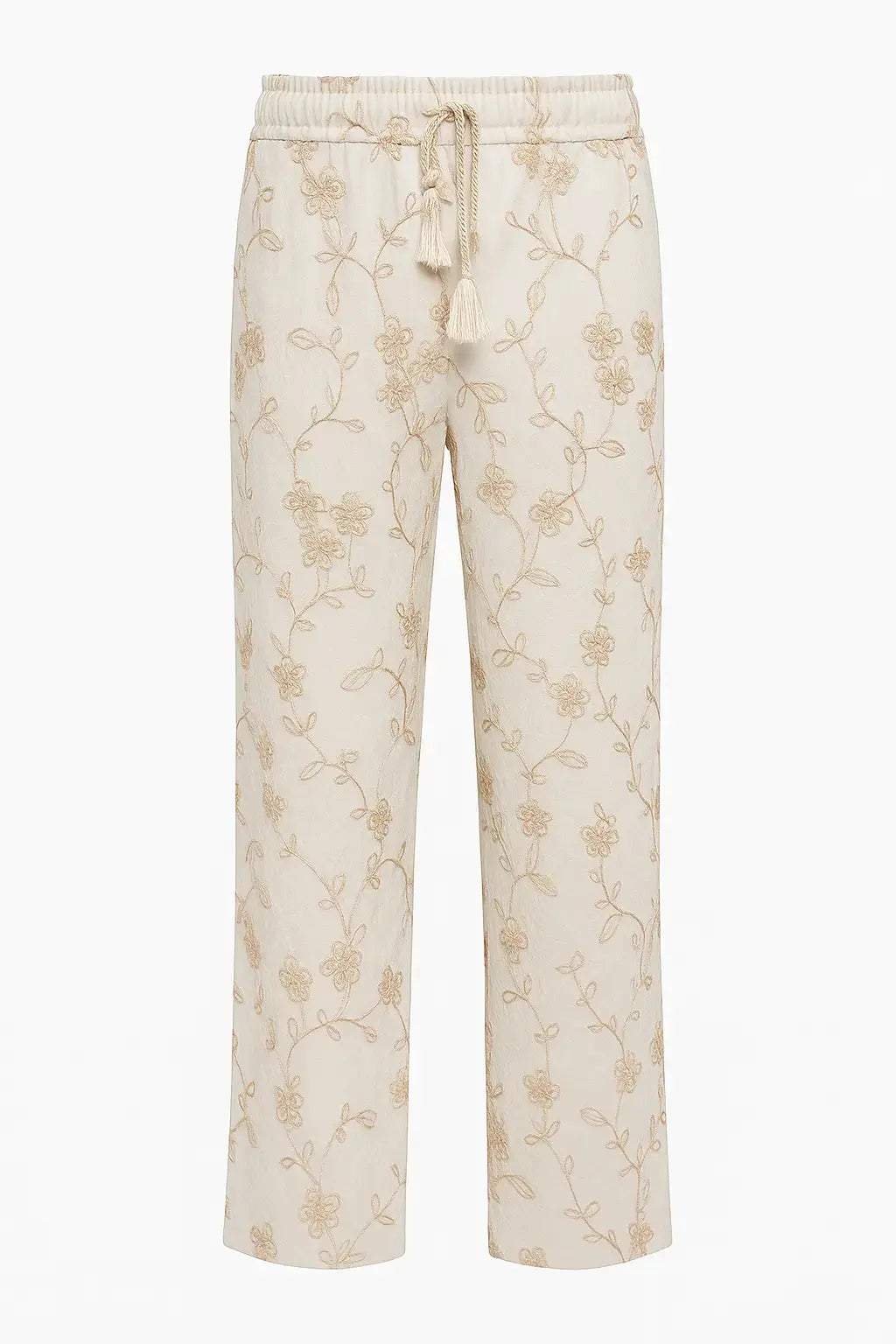 Pantaloni ampi in tessuto ricamato con bustino elastico e laccetti in corda DORABELLA XXL