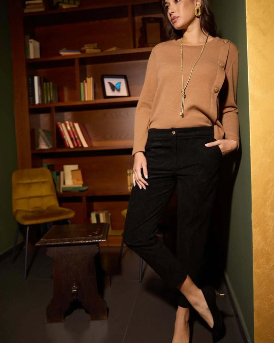 Pantaloni chino in velluto a coste NERO DORABELLA 50