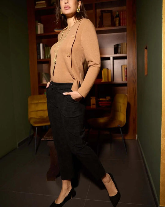 Pantaloni chino in velluto a coste NERO DORABELLA