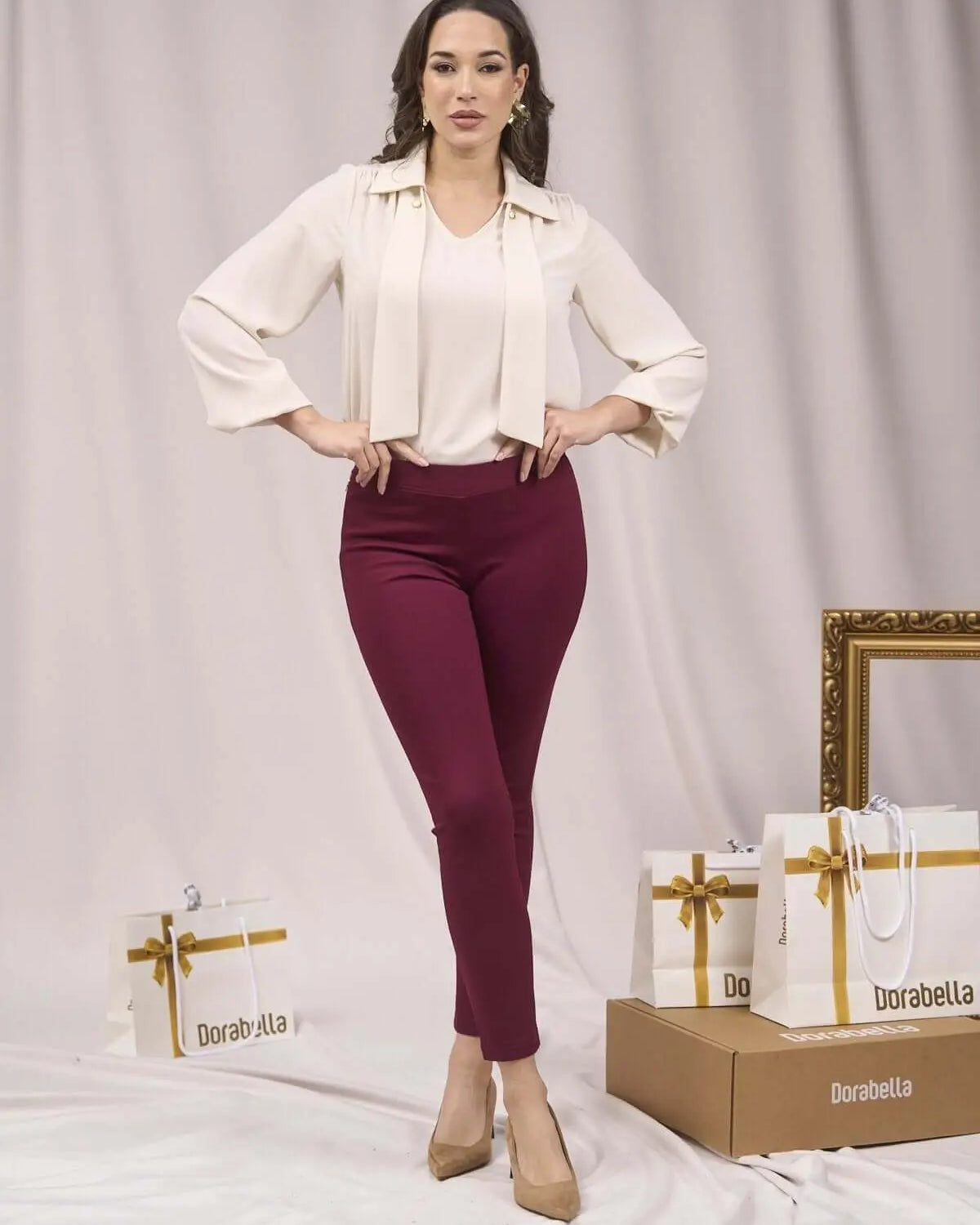 Pantaloni con bustino e vita elastica BORDEAUX DORABELLA EASY