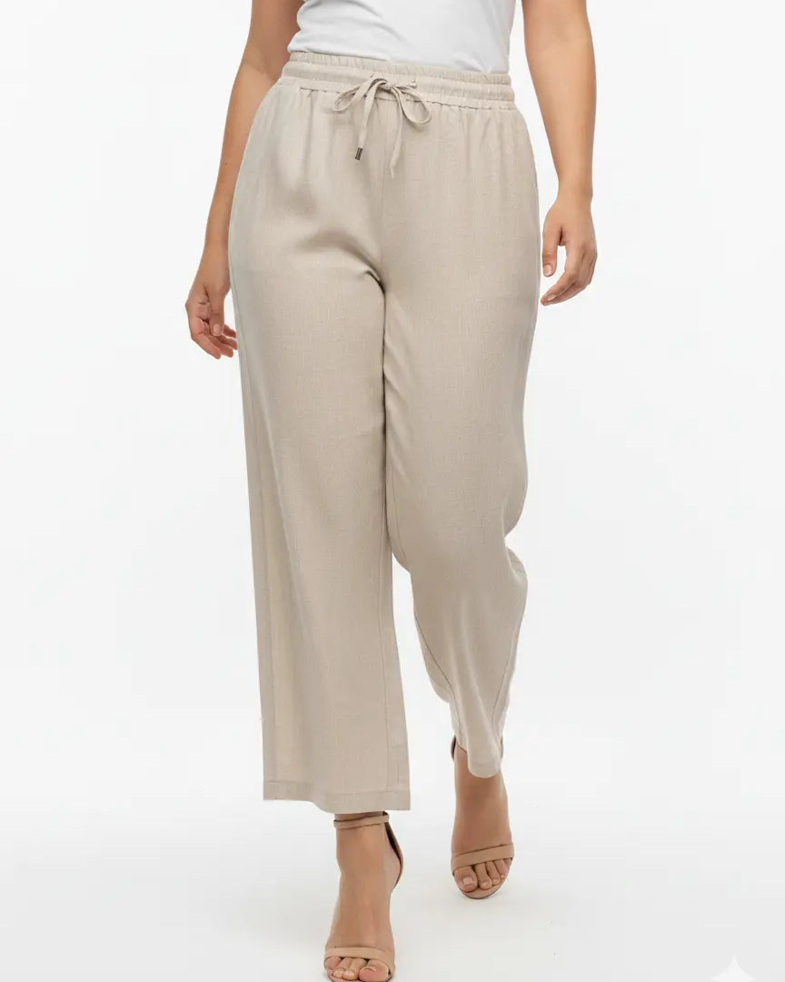 Pantaloni con bustino elastico e lacci in 100% lino DORABELLA