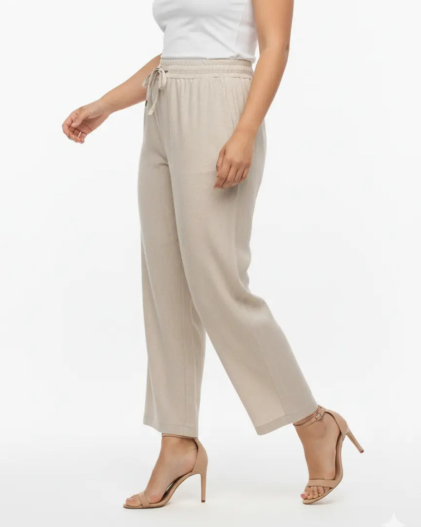 Pantaloni con bustino elastico e lacci in 100% lino DORABELLA
