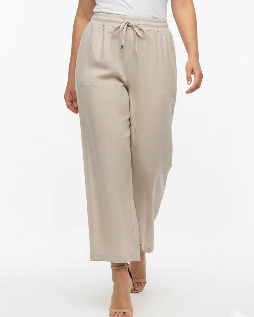 Pantaloni con bustino elastico e lacci in 100% lino DORABELLA