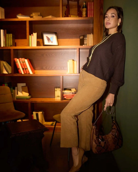 Pantaloni con tasche in velluto a coste CAMMELLO DORABELLA 50