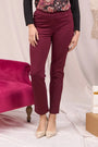 Pantaloni con vita elastica e pattina con bottone BORDEAUX DORABELLA