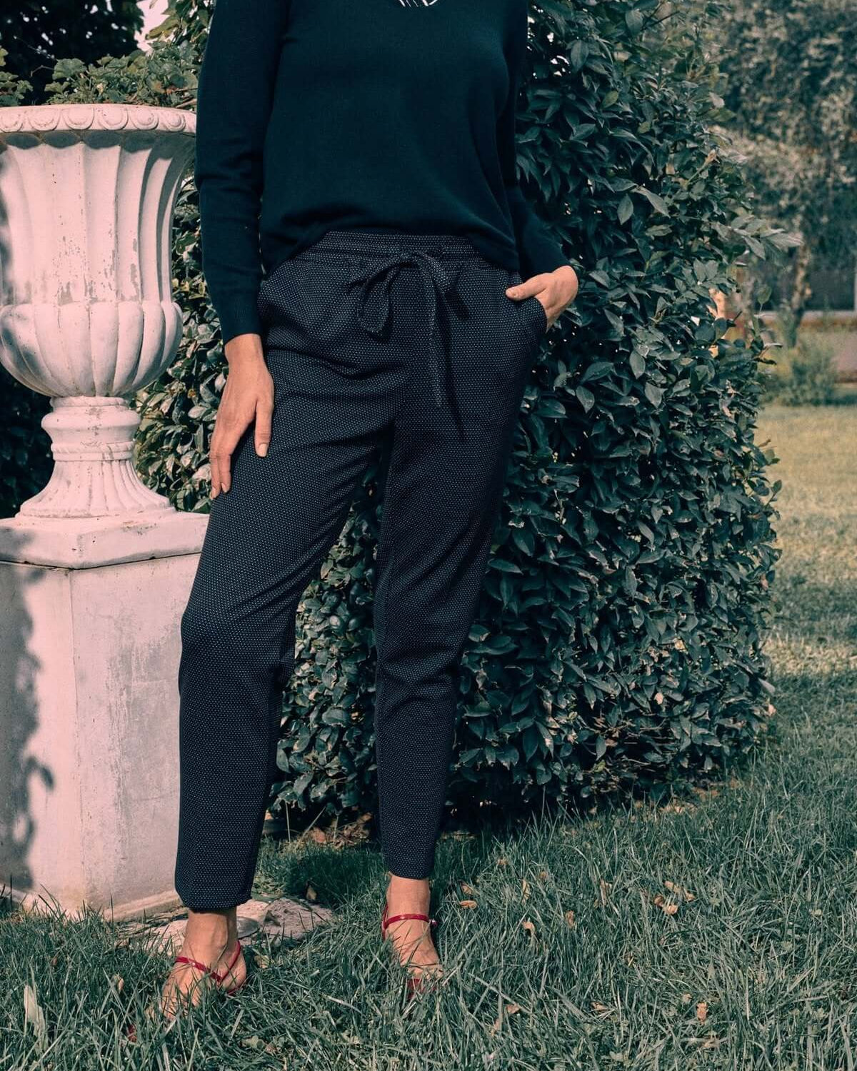 Pantaloni jogger con motivo a fantasia e coulisse in vita ROSSO DORABELLA XXL