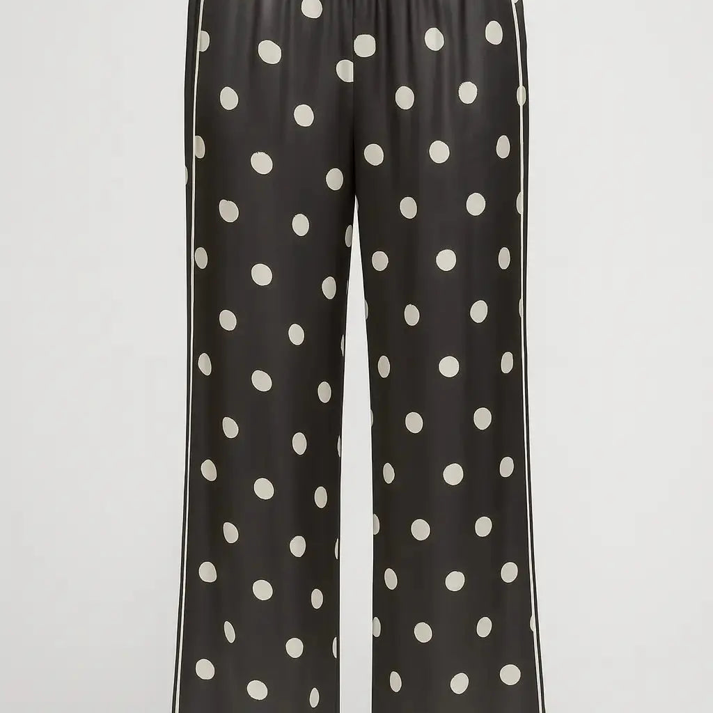 Pantaloni palazzo a pois con piping laterale a contrasto DORABELLA PIU'