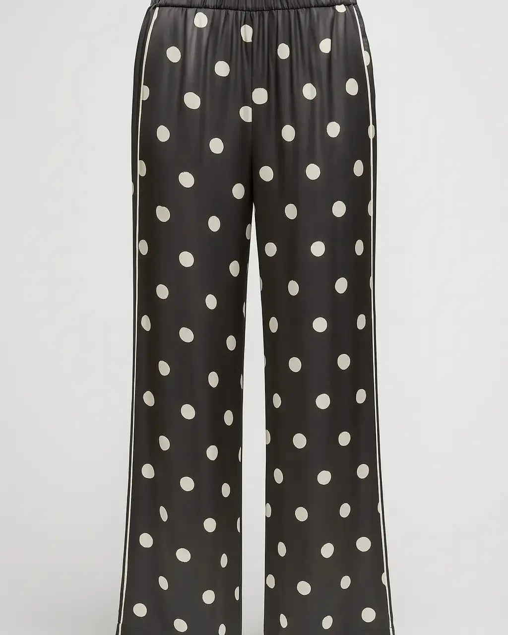 Pantaloni palazzo a pois con piping laterale a contrasto DORABELLA PIU'