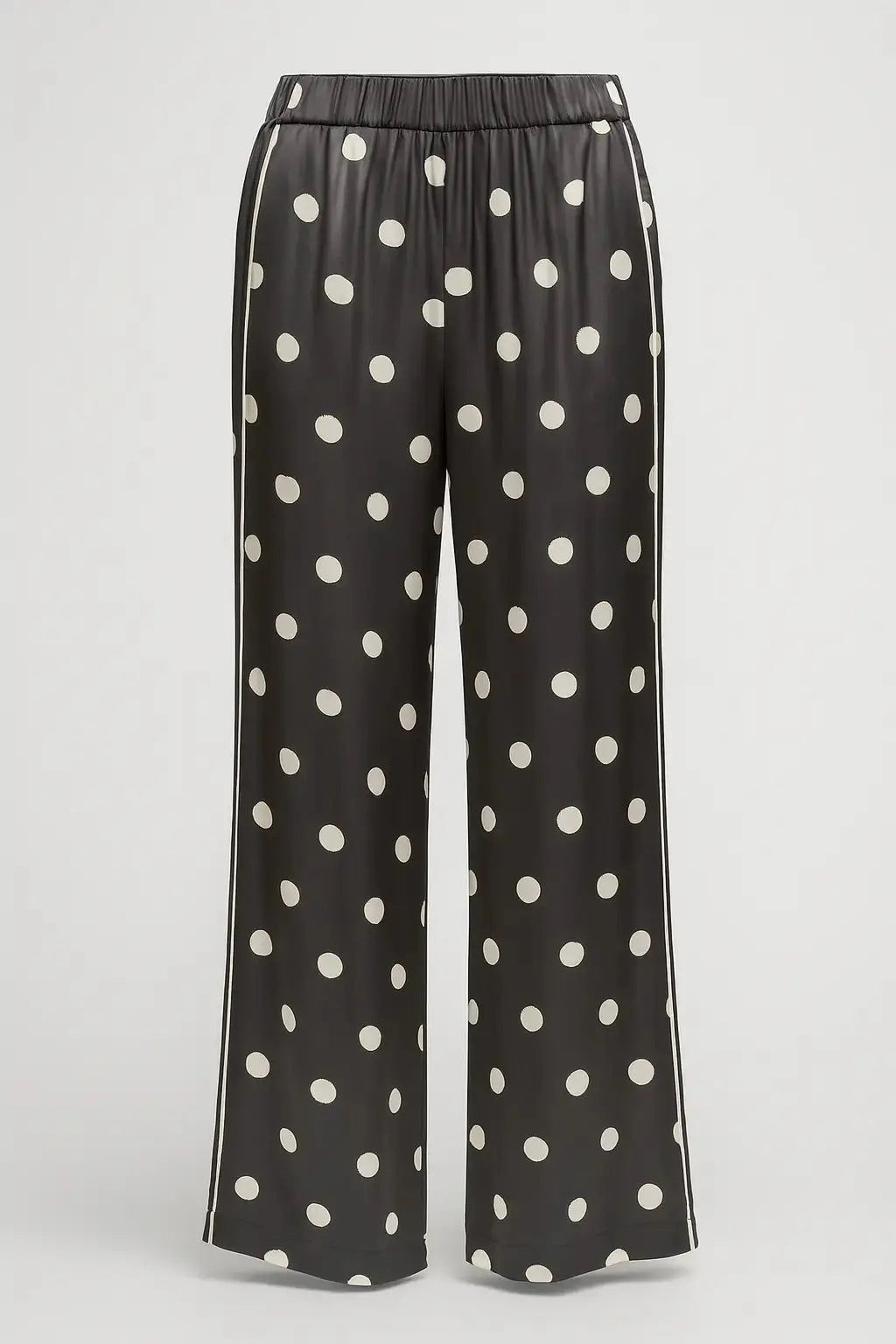 Pantaloni palazzo a pois con piping laterale a contrasto DORABELLA PIU'