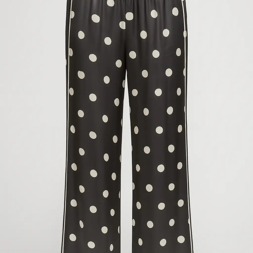 Pantaloni palazzo a pois con piping laterale a contrasto DORABELLA PIU'