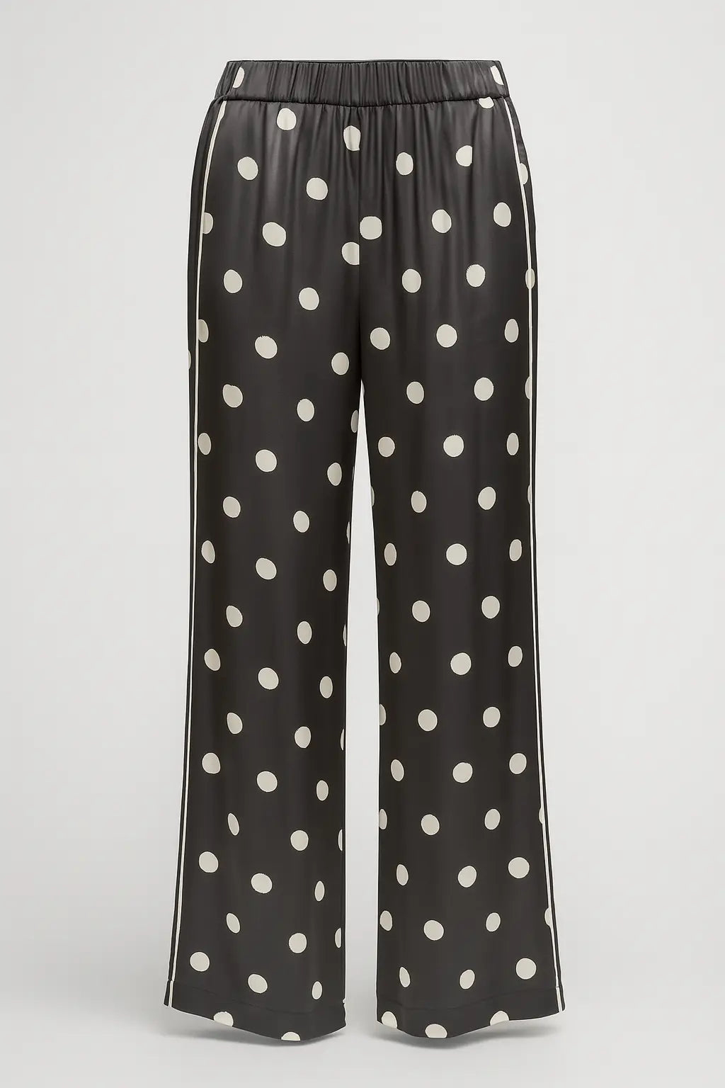 Pantaloni palazzo a pois con piping laterale a contrasto DORABELLA PIU'