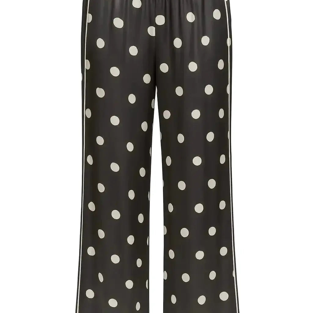 Pantaloni palazzo a pois con piping laterale a contrasto DORABELLA PIU'