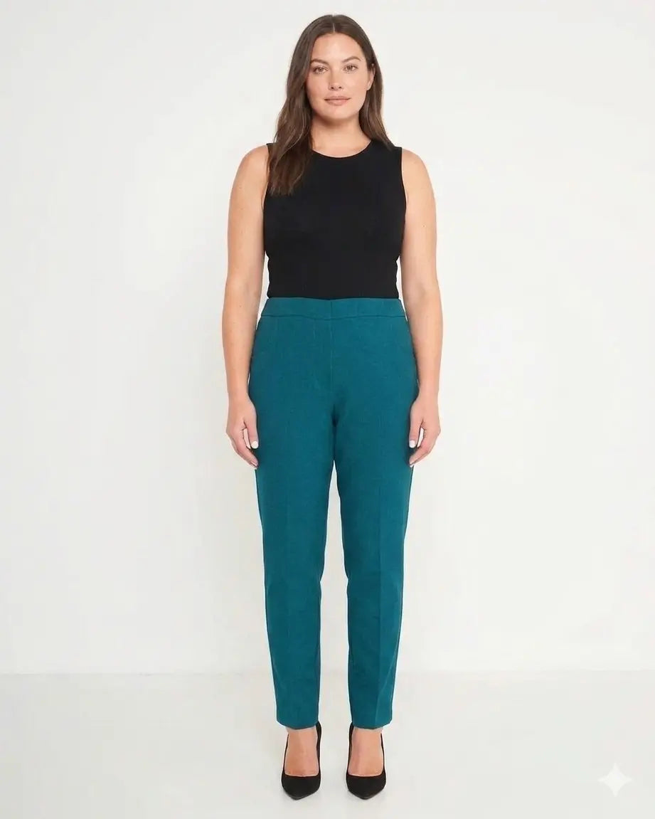 Pantaloni slim fit con vita elastica e dettaglio frontale di piega di stiro DORABELLA PIU'