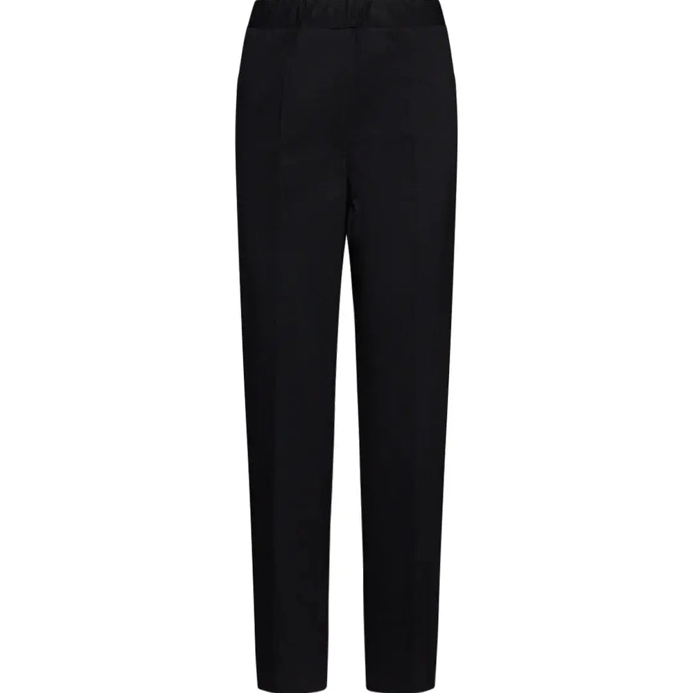 Pantaloni slim fit con vita elastica e dettaglio frontale di piega di stiro NERO DORABELLA PIU'