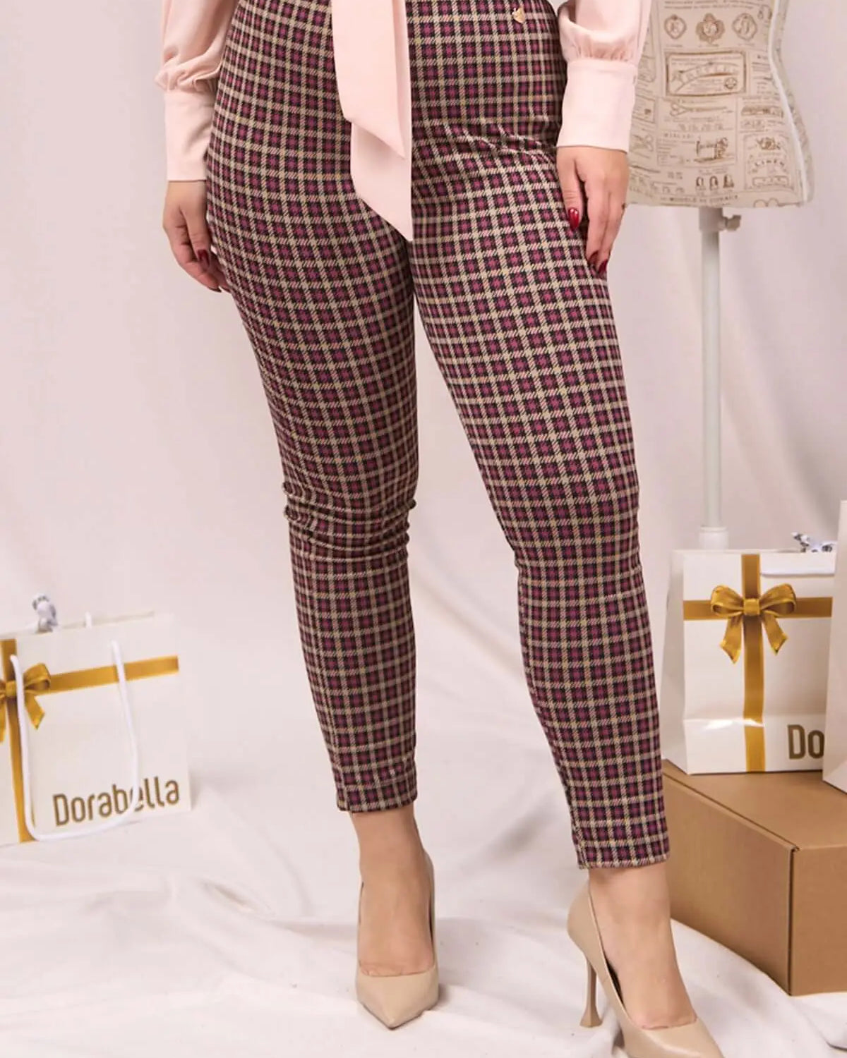 Pantaloni slim fit fantasia MAGENTA DORABELLA