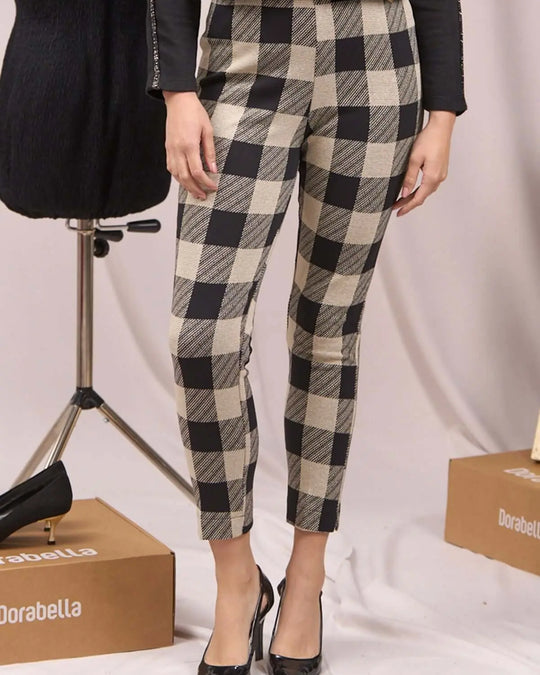 Pantaloni slim fit fantasia con spacchetti BEIGE DORABELLA