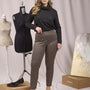 Pantaloni slim fit fantasia con spacchetti CUOIO DORABELLA XXL