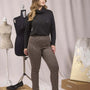 Pantaloni slim fit fantasia con spacchetti CUOIO DORABELLA