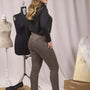 Pantaloni slim fit fantasia con spacchetti CUOIO DORABELLA