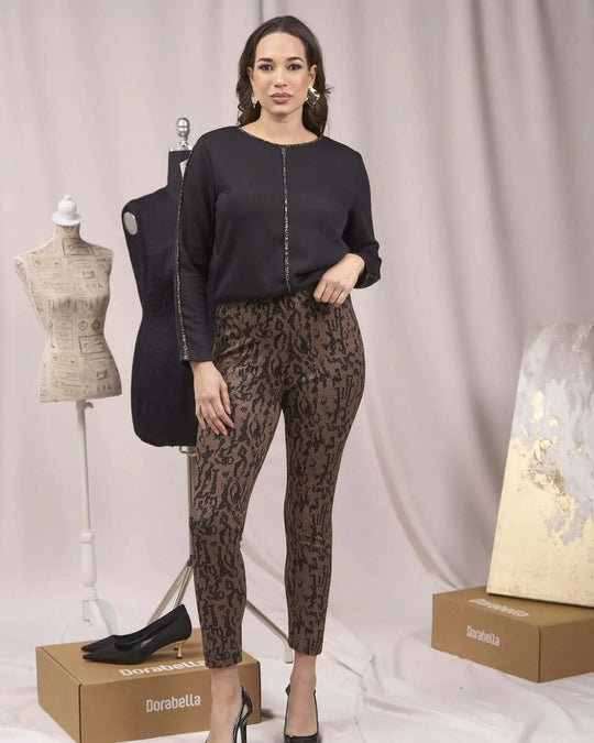 Pantaloni slim fit fantasia con spacchetti MORO DORABELLA XXL