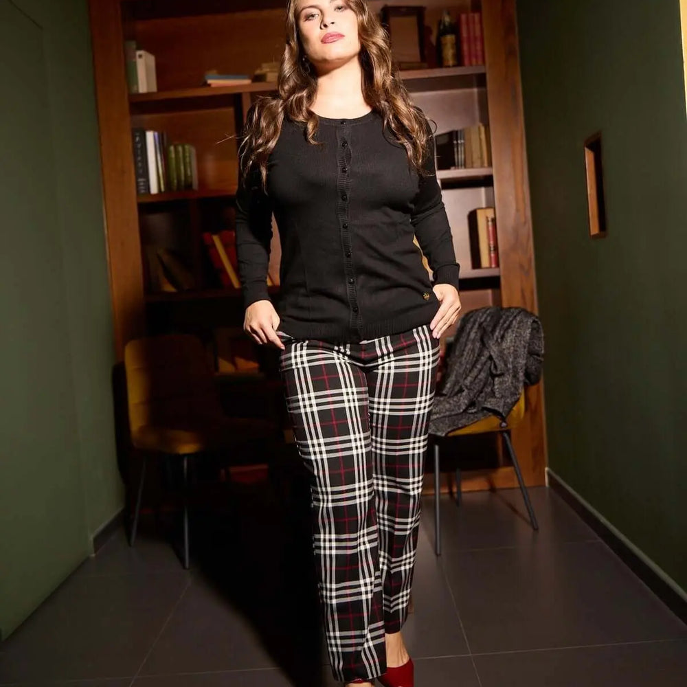 Pantaloni slim fit in tartan ROSSO DORABELLA 52